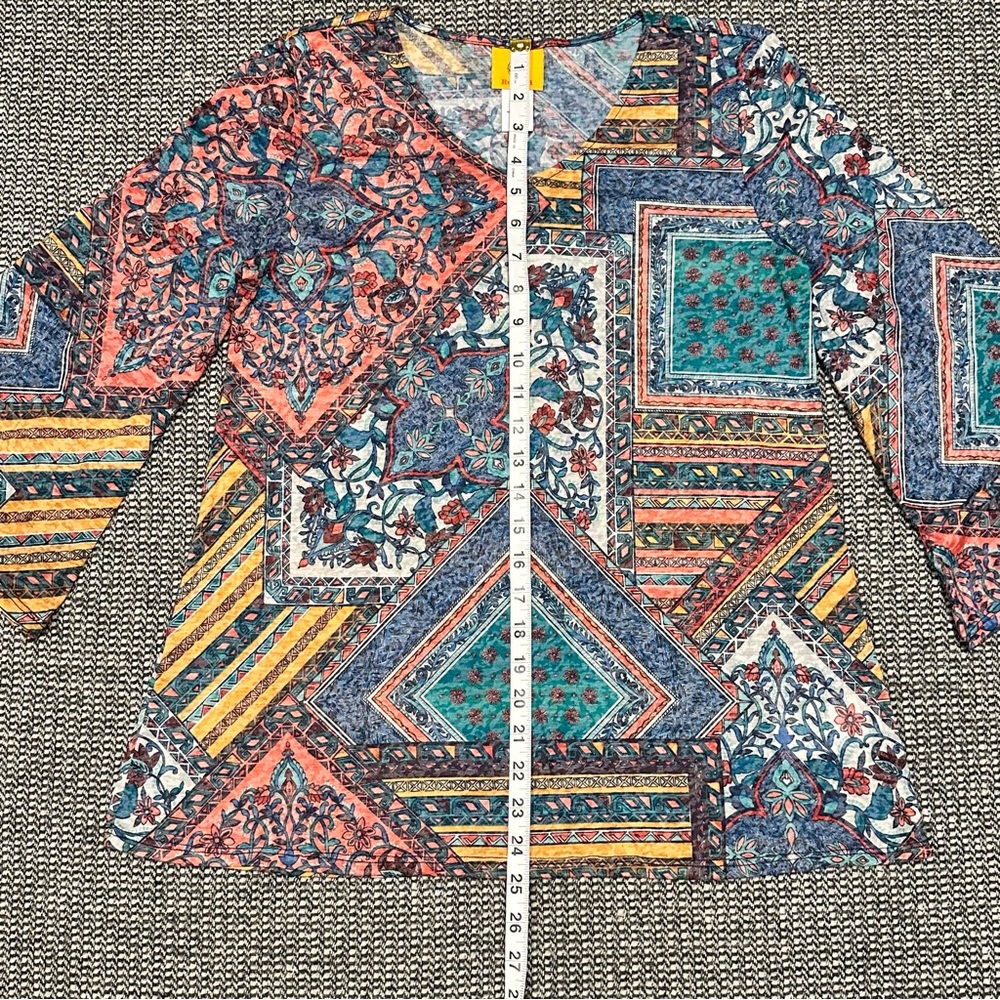 Ruby Rd. Multicolor Geometric Blouse - Picture 3 of 6
